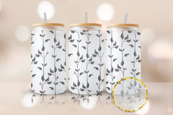 Botanical Libbey Glass Can Design PNG: Strategic Application for Custom Drinkware
