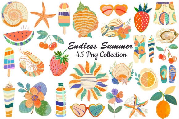 Endless Summer Illustrations: A Practical Guide to Using Distressed PNG Assets