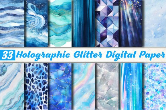 Evaluating Blue Holographic Glitter Digital Paper for Creative Projects