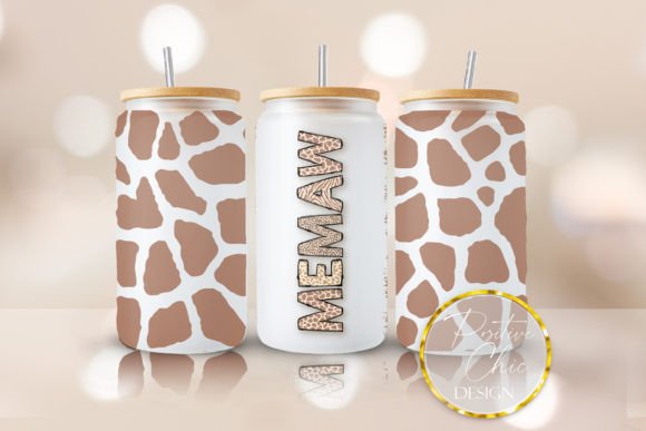 Memaw Animal Print Libbey Glass Can Wrap Design