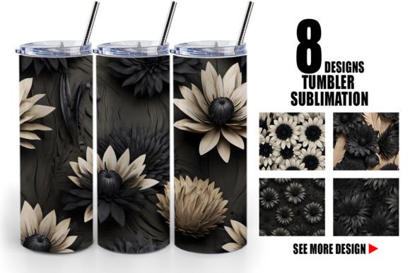 Tumbler Wrap Black Flowers: Strategic Design Assets for Sublimation Businesses